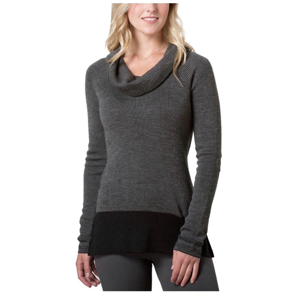 Toad & Co‎ women’s M uptown sweater 100% merino wool cowl neck striped